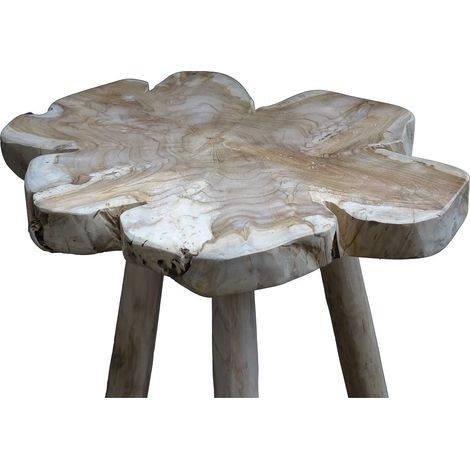 VAN DER LEEDEN Beistelltisch Teak Natur Ø 50 Höhe 75 cm (1/2)