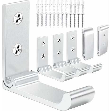 Crochets Muraux Pliables Crochets Pliants en Aluminium pour Suspendre Crochets Pliables pour Manteaux Crochets pour Serviette Murale pour Salle de Bains Crochets Mur pour Casque (Argent 6pcs )