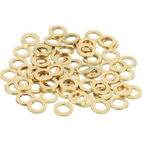 70Pcs Rondelle Métal Plate Laiton, Kit Rondelles Cuivre M5 Pour Boulons Vis Réparation ID 5mm, OD 9mm, Épaisseur 1mm (1/5)