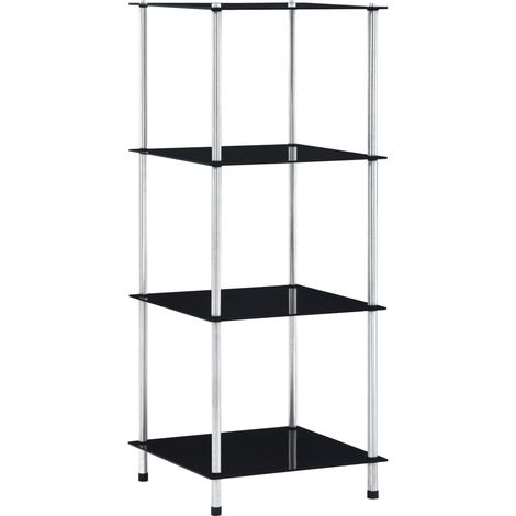 Étagère 4 niveaux Étagère de Rangement - Armoire de Rangement Noir 40x40x100 cm Verre trempé BV524893 - BonneVie (1/5)