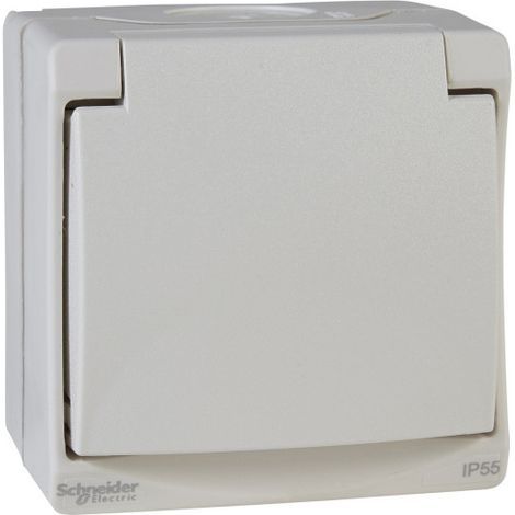 Prise de courant Mureva 2P+T NF en saillie IP55 blanc (ENN39030)