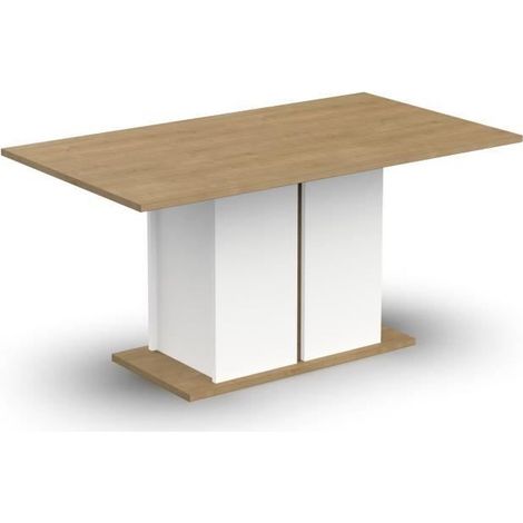 Table a manger seule ACCESS - 6 personnes - Décor chene Hamilton et blanc - L 160 x P 78 x H 90 cm - DEMEYERE (1/5)