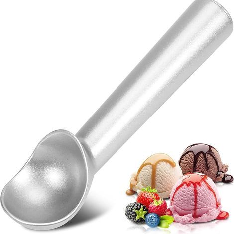 Cuchara para helado antiadherente, apta para congelador, herramienta multifuncional para porciones perfectas de helado, color plateado. (1/5)