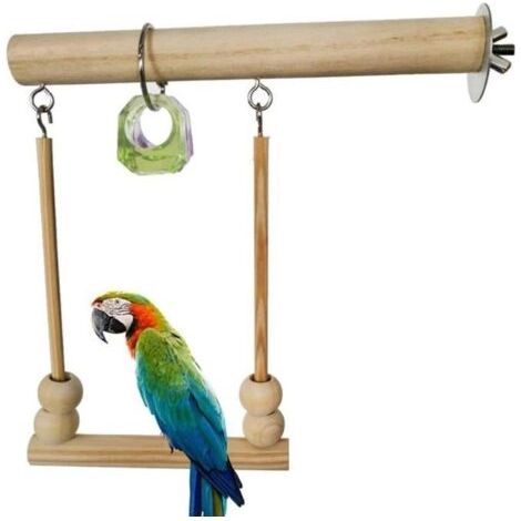 Balançoire en bois pour perroquet, jouets de ronflement, couleur bois, barre de support, perchoir de couchage, anciers avec perles, (1/4)