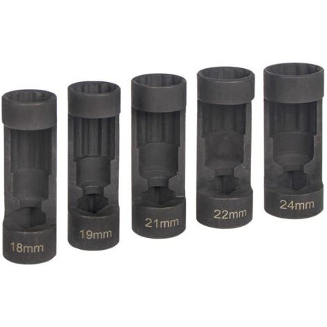 royaluxe-5 pièces Douille d'écrou de Jambe de Force d'entraînement 12 Points 1/2, 18mm 19mm 21mm 22mm 24mm, Outils de Amortisseur de Chocs (1/4)