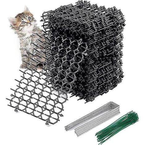 Lot de 12 tapis anti-excréments de chat avec pics, répulsif contre les pics d'animaux, bande de piquants de jardin, bouchon de fouille pour chat