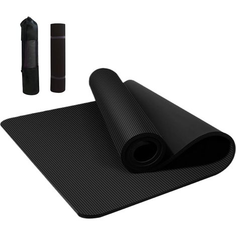 Mat de yoga - Tamp d'exercice sans glissement de 15 mm d'épaisseur pour confort, support avec sac de rangement, tapis de fitness Pilates pour femmes et hommes (1/4)