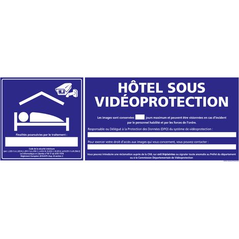 PANNEAU HOTEL SOUS VIDEOPROTECTION (G1391) - Adhésif - 500 x 180 mm