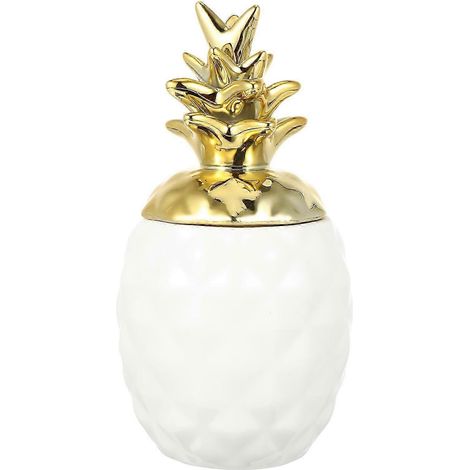 Ornement ananas en céramique avec couvercle, pot à bijoux décoratif, blanc, 1 pièce pour la décoration de la maison ou du bureau (1/5)