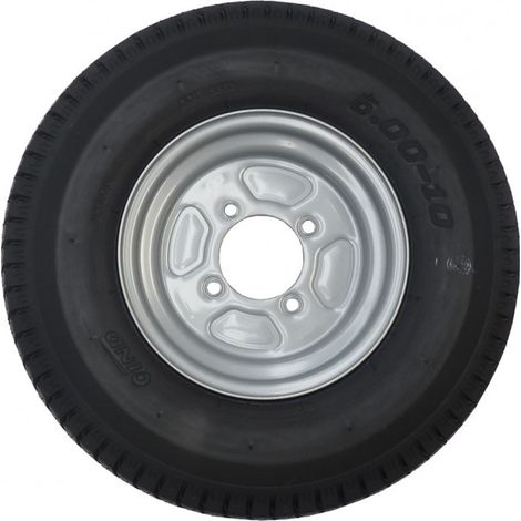 Maxter – Roue de remorque 500x10 – Entraxe 115 mm – Charge 355 kg – Vitesse 140 km/h – Déport 0 mm – Diamètre goujons 12 mm