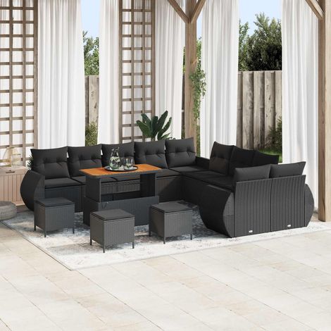 Gartensofa-set 14 pcs Schwarz Poly-Rattan (1/5)