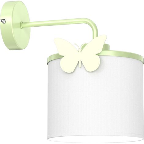 Applique Luminex Sweet abat-jour blanc papillon vert E27