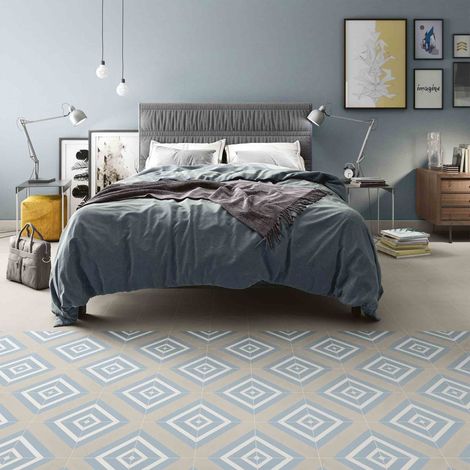 Carrelage Imitation Carreaux de Ciment DECO Geo A Light Blue 20x20cm (1/3)