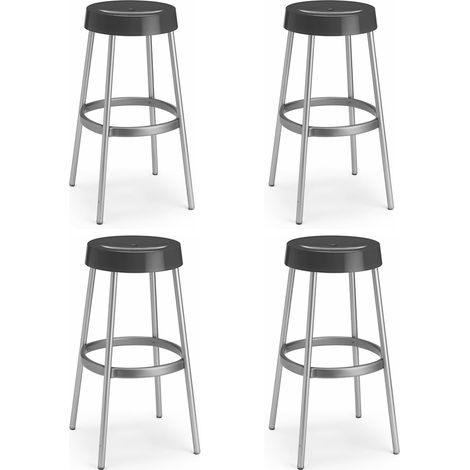 Set 4 Sgabelli bar gim antracite ALTO CM 80 S-cab ARREDO CASA Gambe in Alluminio Anodizzato, Seduta Ergonomica, Made in Italy (1/3)