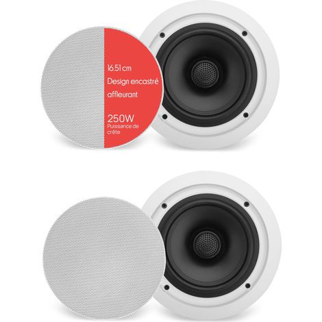 Enceinte Plafond/Murale 16,5 cm - Système d'Enceintes 2 Voies avec Tweeter Orientable en Titane de 2,5 cm -Haut Parleur Encastrable Plafond (1/5)