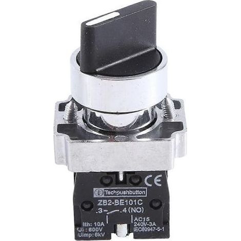 Commutateur rotatif à 2 positions, 22 mm, deux positions, une normalement ouverte, XB2BD21C (1/2)