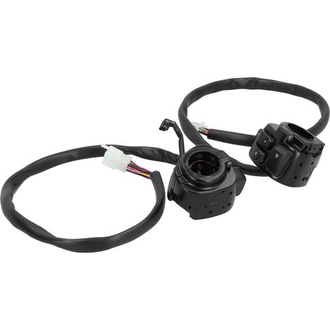 Lot de 2 interrupteurs universels noirs pour guidon de moto (1 pouce) : phare, clignotant, klaxon, commande de vitesse. (1/5)