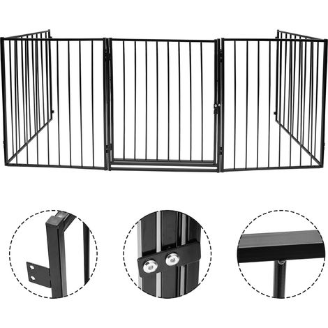 SWANEW Cancelletto di sicurezza multiuso per bambini e animali. 300 cm Parafuoco in metallo. parafuoco pieghevole a 5 pannelli con porta (1/5)