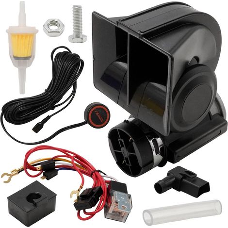 Set de Klaxon à Air Comprimé, 12V 150db Klaxon Fort avec Harnais de Câblage et Interrupteur à Bouton-Poussoir, pour Tous les Véhicules 12-V Camions Bateaux Voitures Camionnettes Camions SUV (1/5)