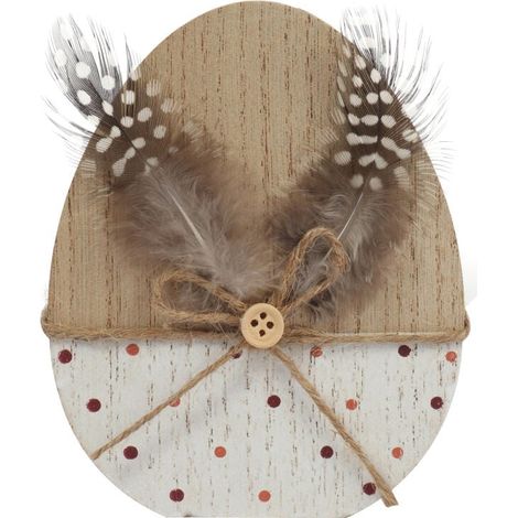 Uovo di Pasqua in legno con supporto, 12 cm - Decorazione per le feste (1/3)