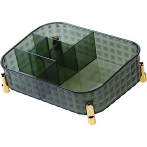 Plateau de rangement pour maquillage, grande capacité, à poser sur le comptoir, pour pinceaux, rouges à lèvres et soins de la peau (vert). (1/5)