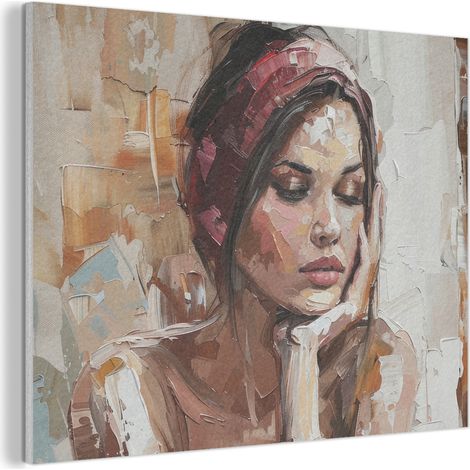 CUADRO ACÚSTICO Mujer - Pintura - Retrato - Moderno Adornos Pared 80x60 (1/5)