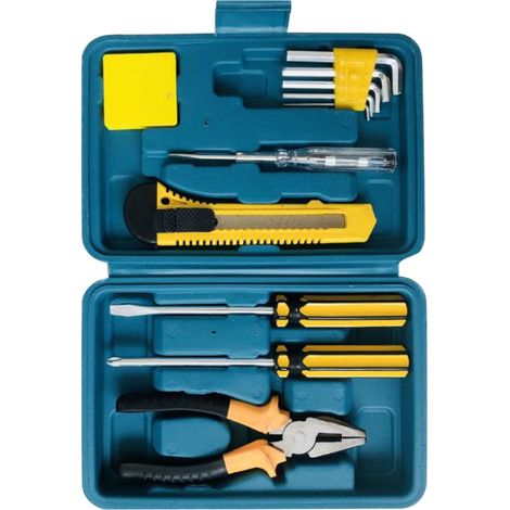 Mini juego de 12 herramientas manuales para el hogar, caja de herramientas, kit de emergencia para vehículos, kit de reparación con destornillador.