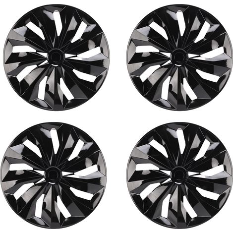 4 pièces 16 pouces enjoliveur de roue ABS R16 enjoliveur roues jante couvre universel pour voitures camions SUV noir. (1/4)