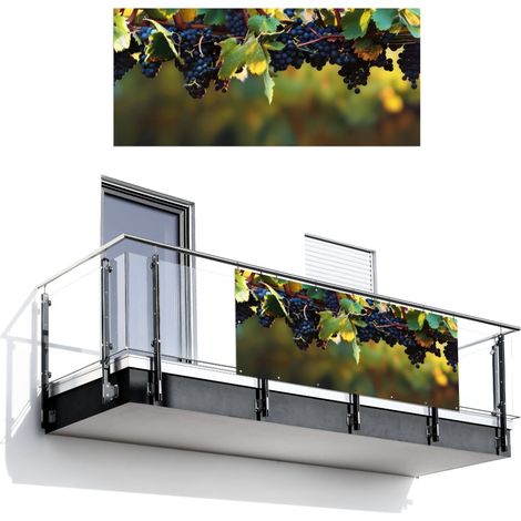 Balcony Privacy Banner Grapes - Wine - Nature - Green 200x90 cm (1/4)