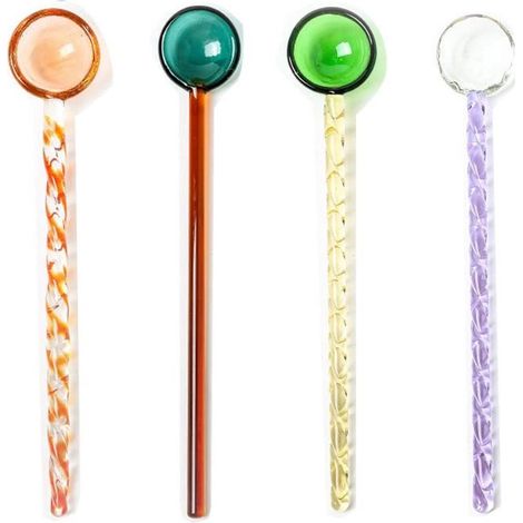 Cuillères à mélanger en verre - Colorées - Verre borosilicate - 4 pièces - Pour café et cocktails (1/5)