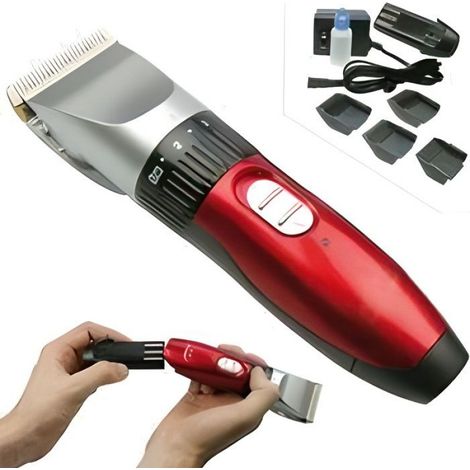 Tondeuse À Cheveux Rechargeable - Lame En Céramique - Pour Enfants Hommes Animaux - 4 Peignes 3 À 12 Mm - Autonomie 60 Min - 2 Batteries Incluses