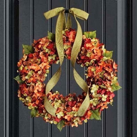 Guirlande Artificielle - Hortensia Automne Porte D'Entrée Intérieur Extérieur - 45 cm - Décor Maison Fête (1/5)