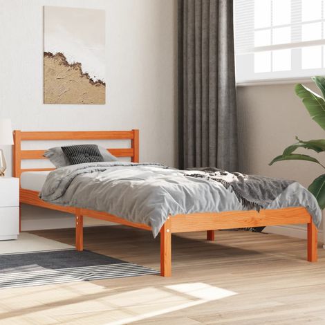 Bed Frame Wax Brown Solid Pine Wood Single Durable Rectangular vidaXL (1/5)