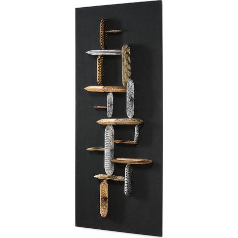 Skulptur 80X11X180 Schwarzer Stoff/Mehrfarbiges Holz (1/2)