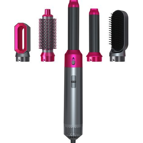 5-in-1 Haarstyling-Tool: Trockenbürste, Lockenstab, Glätteisen, ABS, Lila (1/5)