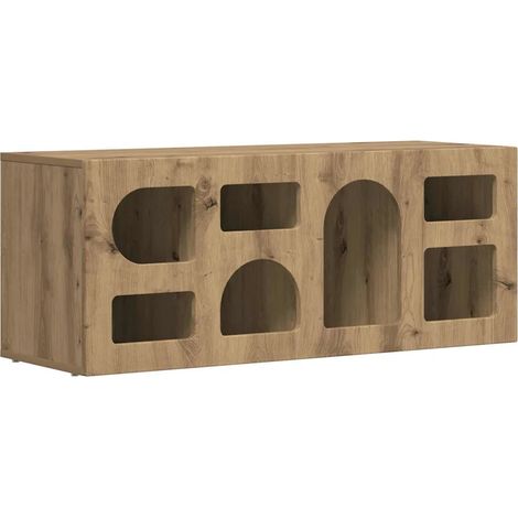Mobile porta TV rettangolare moderno pratico stoccaggio 100 x 35 x 40 cm in legno ingegnerizzato rovere artigianale 020054763