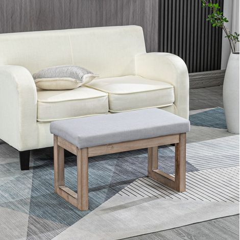 Banc bout de lit rembourré gris avec pieds en bois, assise confortable 68 x 38 x 42 cm, pour salon, chambre et entrée  CHICFURN (1/5)