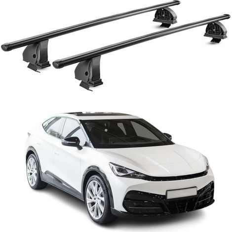 OMAC Stahl Dachträger Querträger Cupra Tavascan 2024-2026 – TÜV / DIN 75302:2019 – Abschließbar – Max. 75 kg – 2 Stangen – Schwarz (1/5)