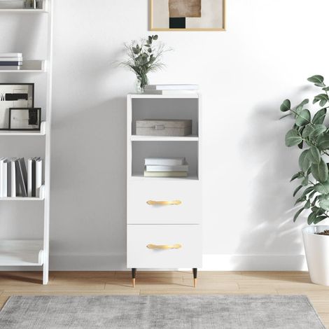 Sideboard Hochglanz-Weiß 34,5x34x90 cm Holzwerkstoff