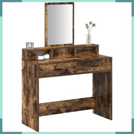 865149 Table de Toilette avec tiroir Chêne fumé 100 x 41 x 140 cm (1/5)
