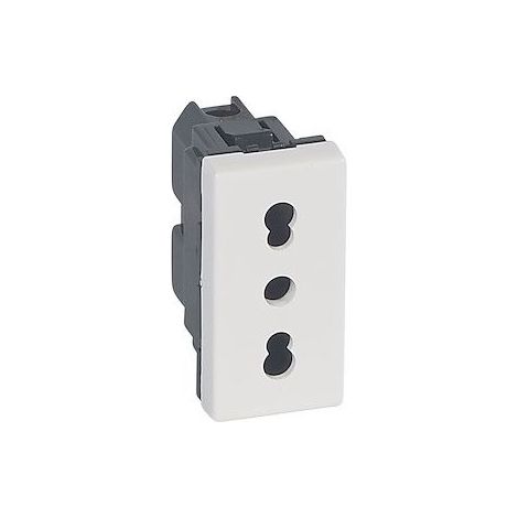 Legrand 077511 Presa di corrente 2P+T da 10 A o 16 A, standard italiano, serie Mosaic, 1 modulo - bianco
