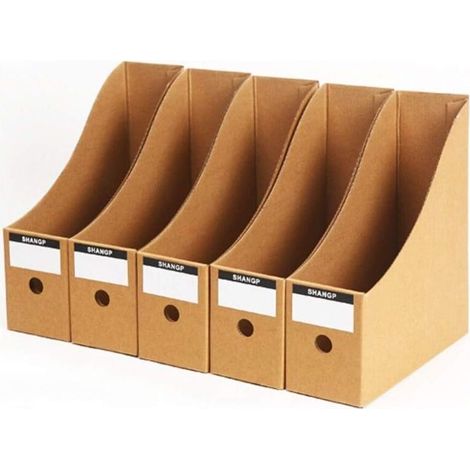 Aougo – Boîte de rangement 5 niveaux pour papier A4 – Organisateur de bureau en papier cartonné – Étiquette adhésive incluse – Grande capacité (1/5)