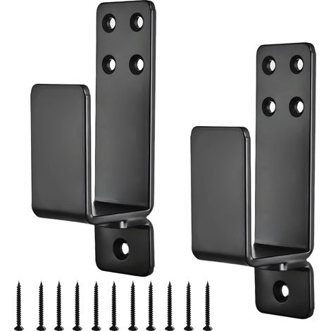 Noir 2 Pièces Supports de Serrure de Porte Pour Bois 2 X 4, Supports de Barricade de Porte épaissie et Résistante, Supports en U en Acier au Carbone. (1/5)