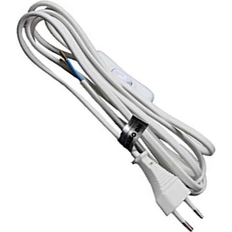 Interrupteur unipolaire 2 m, 2 A/250 V, Couleur Blanche, pour contrôler l'éclairage dans Les Maisons et Les Bureaux.