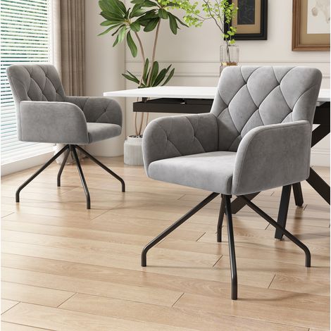 Silla comedor acolchada de salón gris claro en set OKMYHOME (1/5)
