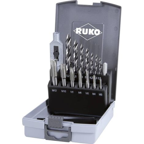 Ruko 259004RO Juego de machos manuales plateados 15 piezas