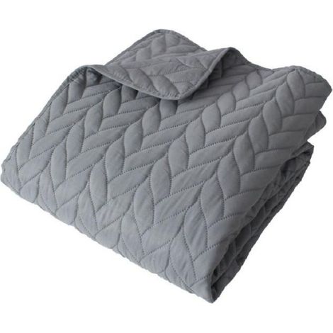 Couvre-lit en microfibre effet tresse 240 x 220 cm Gris