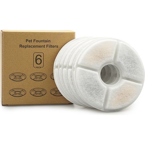Filtre Fontaine Eau Chat, Filtre de Fontaine Triple Action 6 PCS pour Remplacement de la Fontaine de Chat avec Résine échangeuse d'ions (1/4)