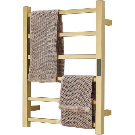 Sèche-Serviettes Electrique avec Minuterie, Radiateur Chauffe-Serviettes 80 W pour Salle De Bain, Porte-Serviettes Chauffant Électrique Mural en Acier Inoxydable 304, 60 45 12Cm,Plug in (1/5)