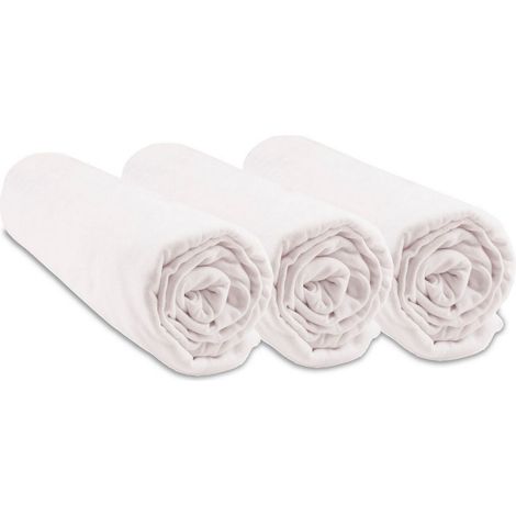 Lot de 3 Draps housse 100% Coton Bio - 60x120 cm - Blanc (1/4)